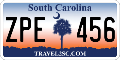 SC license plate ZPE456