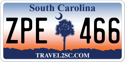 SC license plate ZPE466