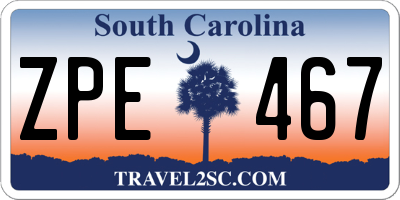 SC license plate ZPE467