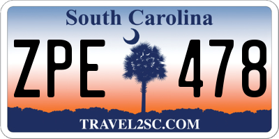 SC license plate ZPE478