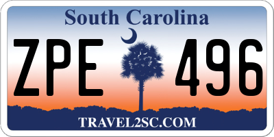 SC license plate ZPE496