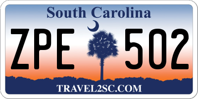 SC license plate ZPE502
