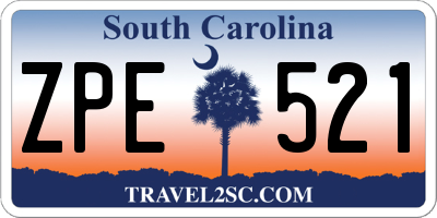 SC license plate ZPE521