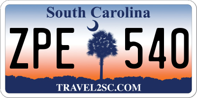 SC license plate ZPE540