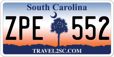 SC license plate ZPE552