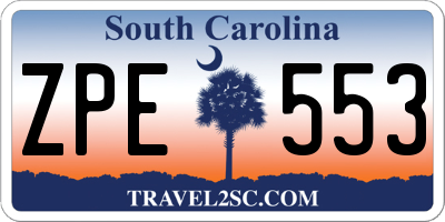 SC license plate ZPE553