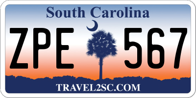 SC license plate ZPE567