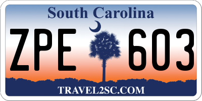 SC license plate ZPE603