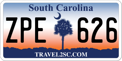 SC license plate ZPE626