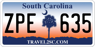 SC license plate ZPE635