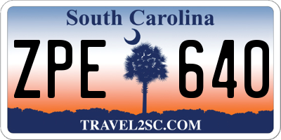 SC license plate ZPE640