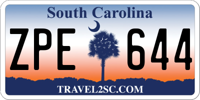 SC license plate ZPE644