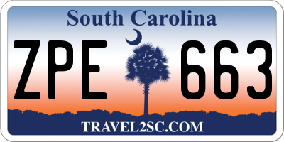 SC license plate ZPE663
