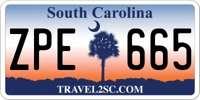 SC license plate ZPE665