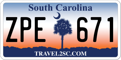 SC license plate ZPE671