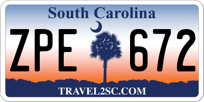 SC license plate ZPE672