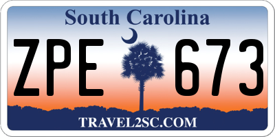 SC license plate ZPE673