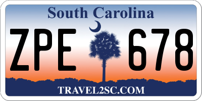 SC license plate ZPE678