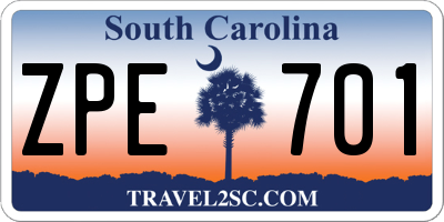 SC license plate ZPE701