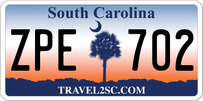 SC license plate ZPE702