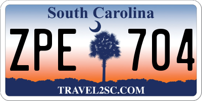SC license plate ZPE704