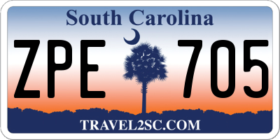 SC license plate ZPE705