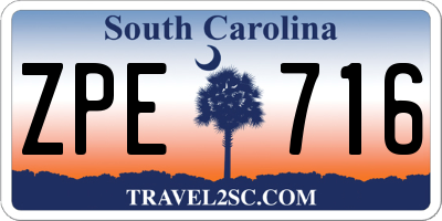 SC license plate ZPE716