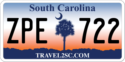 SC license plate ZPE722