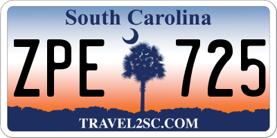 SC license plate ZPE725