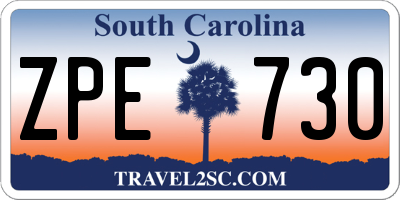 SC license plate ZPE730