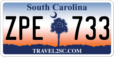 SC license plate ZPE733