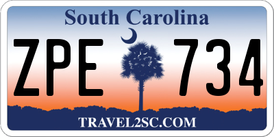 SC license plate ZPE734