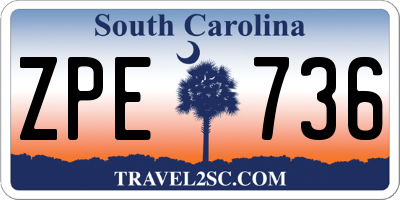 SC license plate ZPE736