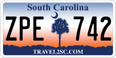 SC license plate ZPE742