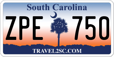 SC license plate ZPE750