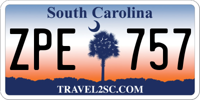 SC license plate ZPE757