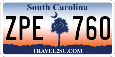 SC license plate ZPE760