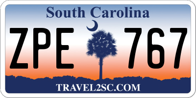 SC license plate ZPE767