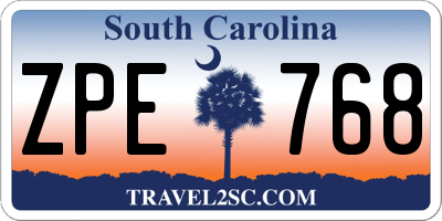 SC license plate ZPE768