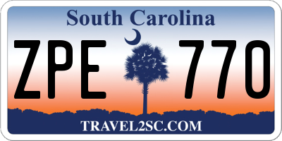 SC license plate ZPE770