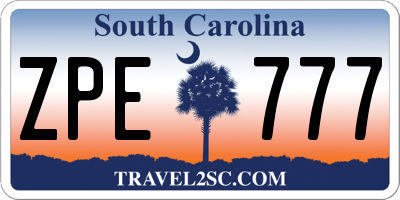 SC license plate ZPE777