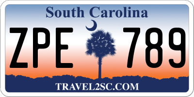 SC license plate ZPE789
