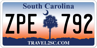 SC license plate ZPE792