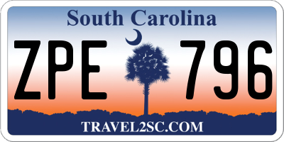 SC license plate ZPE796