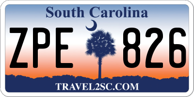 SC license plate ZPE826