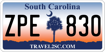 SC license plate ZPE830