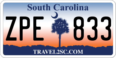 SC license plate ZPE833