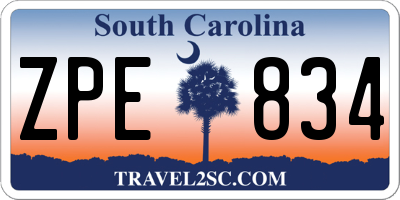 SC license plate ZPE834