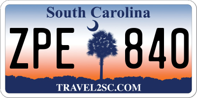 SC license plate ZPE840