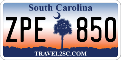SC license plate ZPE850